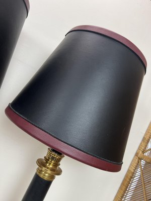 Large Brass and Leather Table Lamps from Maison Jansen, France, 1970s, Set of 2-WZZ-1445027