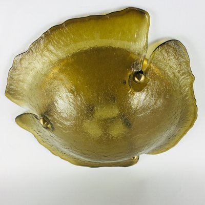 Large Brass and Murano Glass Flower-Shaped Wall or Ceiling Lamp from Peill & Putzler, Germany, 1970s-BMM-1344352