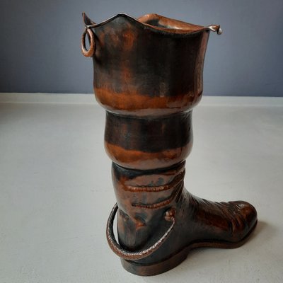 Large Brass Boot Cane Holder by Egidio Casagrande, Borgo Valsugana, Italy, 1950s-SJU-1795893