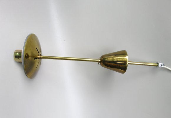 Large Brass Ceiling Lamp with Pleated Ball, 1950s-EY-1287003