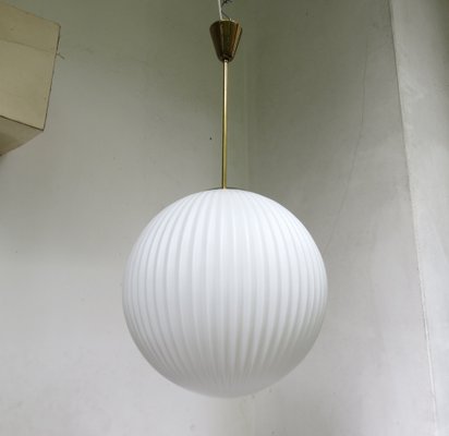 Large Brass Ceiling Lamp with Pleated Ball, 1950s-EY-1287003