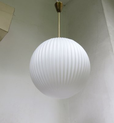 Large Brass Ceiling Lamp with Pleated Ball, 1950s-EY-1287003