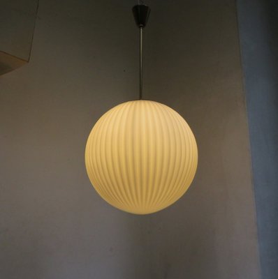 Large Brass Ceiling Lamp with Pleated Ball, 1950s-EY-1287003