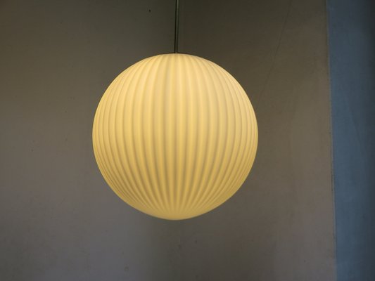 Large Brass Ceiling Lamp with Pleated Ball, 1950s-EY-1287003