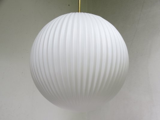 Large Brass Ceiling Lamp with Pleated Ball, 1950s-EY-1287003