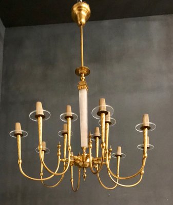 Large Brass Chandelier, 1950s-JJC-579658