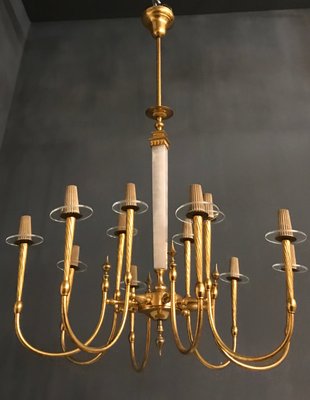 Large Brass Chandelier, 1950s-JJC-579658