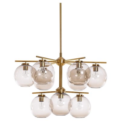 Large Brass Chandelier by Holger Johansson, Sweden, 1970s