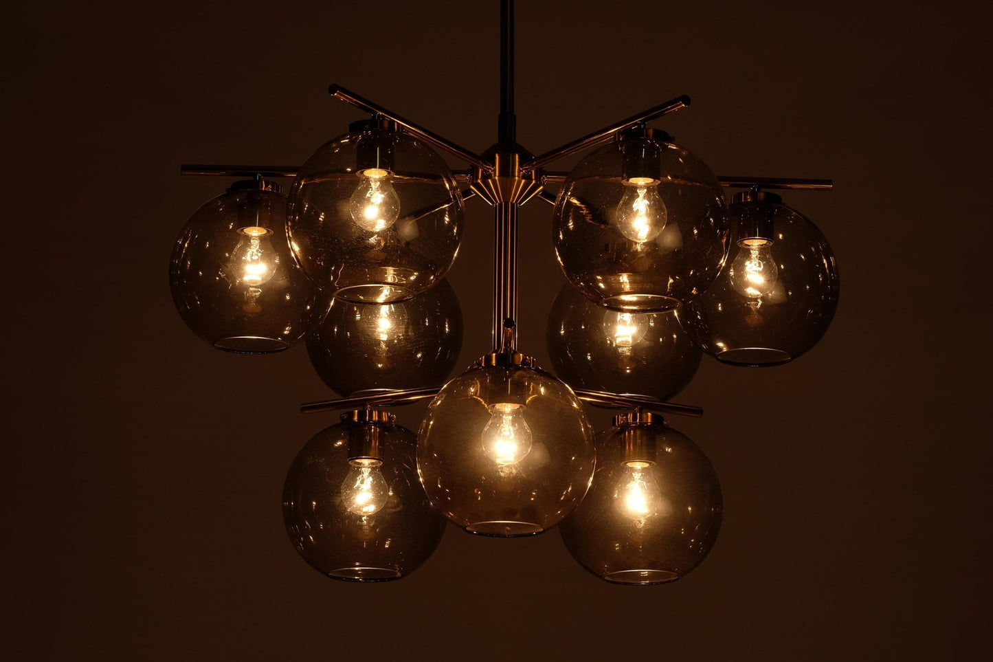 Large Brass Chandelier by Holger Johansson, Sweden, 1970s