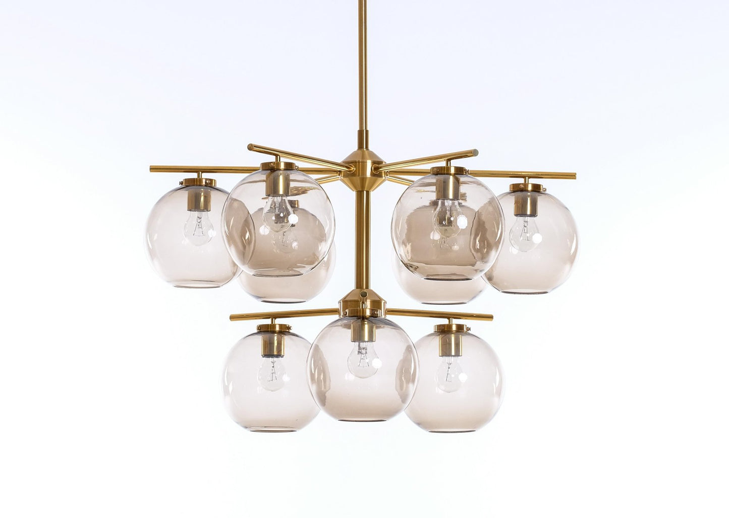 Large Brass Chandelier by Holger Johansson, Sweden, 1970s