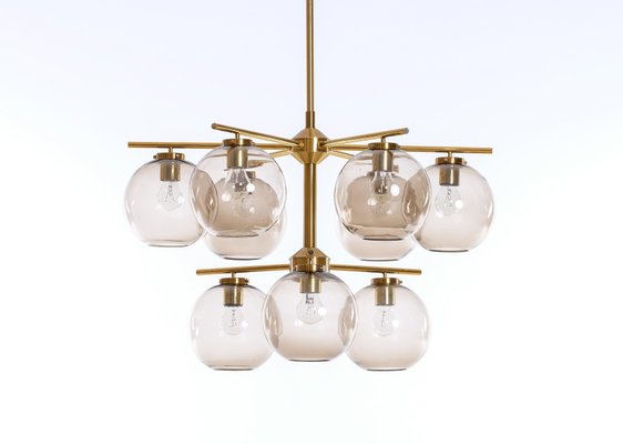 Large Brass Chandelier by Holger Johansson, Sweden, 1970s