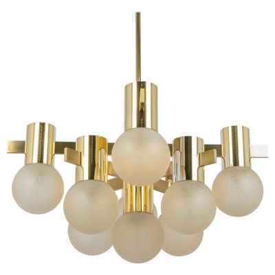 Large Brass Chandelier in the style of Sciolari, Germany, 1960s-UGR-1565675