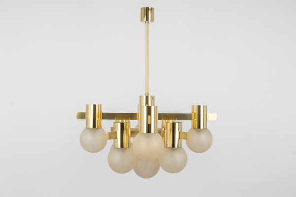 Large Brass Chandelier in the style of Sciolari, Germany, 1960s-UGR-1565675