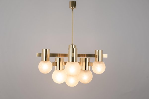 Large Brass Chandelier in the style of Sciolari, Germany, 1960s-UGR-1565675