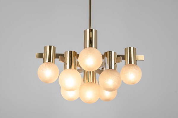 Large Brass Chandelier in the style of Sciolari, Germany, 1960s-UGR-1565675