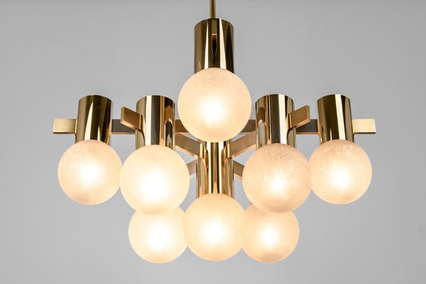 Large Brass Chandelier in the style of Sciolari, Germany, 1960s-UGR-1565675