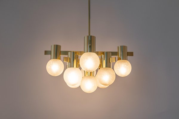 Large Brass Chandelier in the style of Sciolari, Germany, 1960s-UGR-1565675