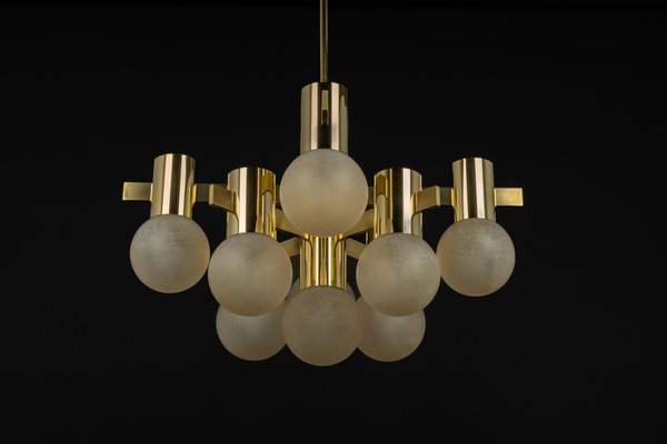 Large Brass Chandelier in the style of Sciolari, Germany, 1960s-UGR-1565675