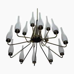 Large Brass Chandelier with Vases, Italy, 1950s-JE-987189