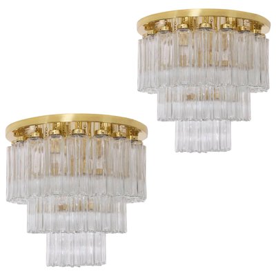 Large Brass Chandeliers from Limburg Glashütte, 1960s, Set of 2-VDW-713112