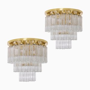 Large Brass Chandeliers from Limburg Glashütte, 1960s, Set of 2-VDW-713112