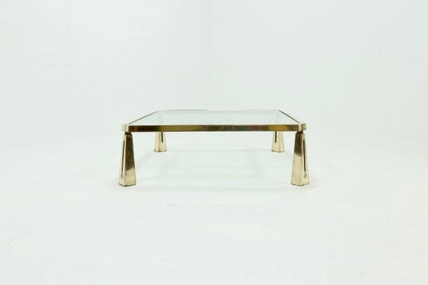 Large Brass Coffee Table by Peter Ghyczy, 1980s-VV-904482