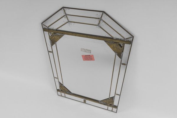 Large Brass Cut Wall Mirror, 1970s-KQB-1445294