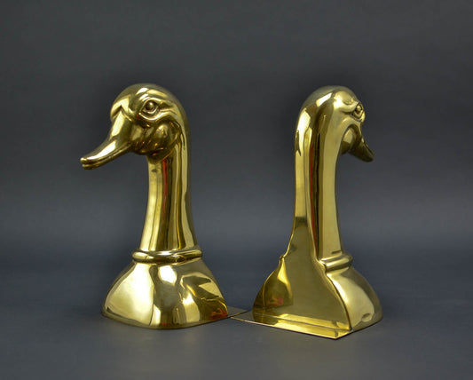 Large Brass Duck’s Head Book Supports from Sarreid, 1970s, Set of 2