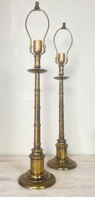 Large Brass Faux-Bamboo Table Lamps, 1960’s., Set of 2-WZZ-1328811