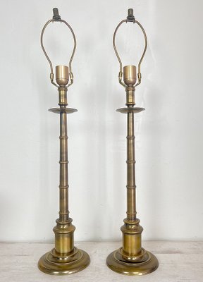 Large Brass Faux-Bamboo Table Lamps, 1960’s., Set of 2-WZZ-1328811