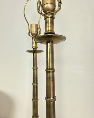 Large Brass Faux-Bamboo Table Lamps, 1960’s., Set of 2-WZZ-1328811