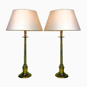 Large Brass Faux-Bamboo Table Lamps, 1960’s., Set of 2-WZZ-1328811