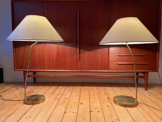 Large Brass Floor Lamps, 1960s, Set of 2-WSA-869690