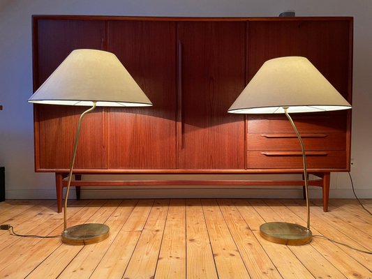 Large Brass Floor Lamps, 1960s, Set of 2-WSA-869690