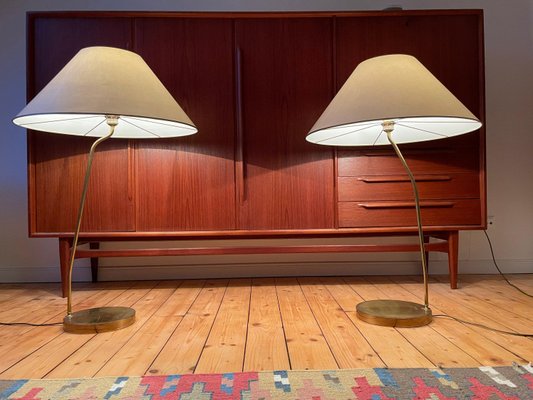 Large Brass Floor Lamps, 1960s, Set of 2-WSA-869690