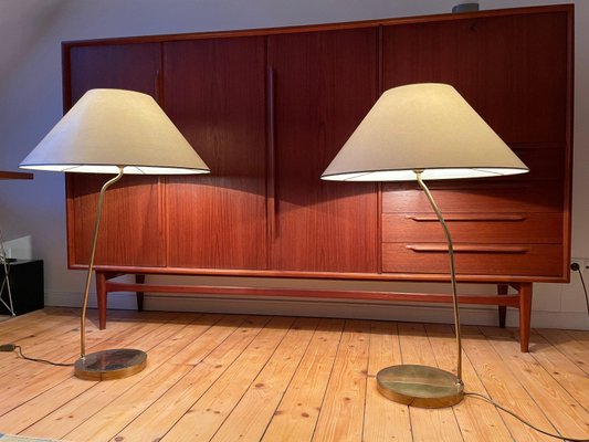 Large Brass Floor Lamps, 1960s, Set of 2-WSA-869690