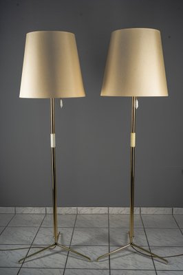 Large Brass Floor Lamps Helios Mod. 2035 by J. T. Kalmar 1960s, Set of 2-SPD-1328803