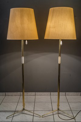 Large Brass Floor Lamps Helios Mod. 2035 by J. T. Kalmar 1960s, Set of 2-SPD-1328803