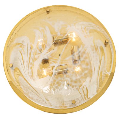 Large Brass Flush Mount Murano by Hillebrand, Germany, 1970s-UGR-1086331