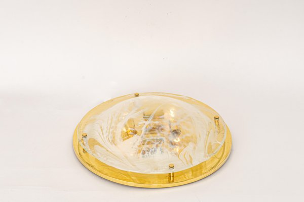 Large Brass Flush Mount Murano by Hillebrand, Germany, 1970s-UGR-1086331