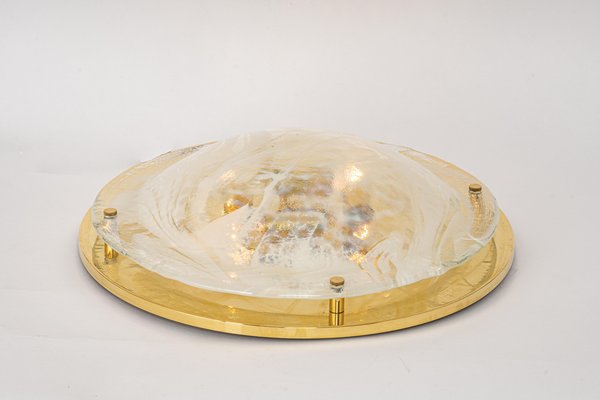 Large Brass Flush Mount Murano by Hillebrand, Germany, 1970s-UGR-1086331