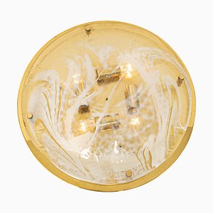 Large Brass Flush Mount Murano by Hillebrand, Germany, 1970s-UGR-1086331