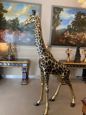 Large Brass Giraffe Figurines, 1990s, Set of 2-MBH-1731273