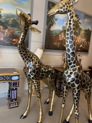 Large Brass Giraffe Figurines, 1990s, Set of 2-MBH-1731273