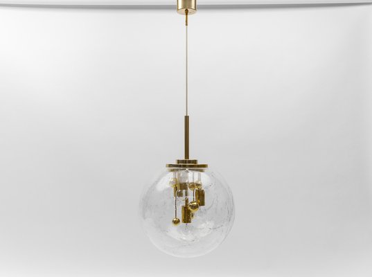 Large Brass & Glass Globe Ceiling Lamp from Doria, 1970s-KQB-1737436