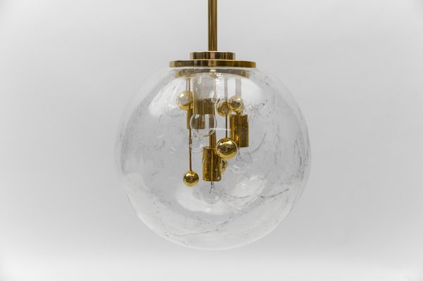 Large Brass & Glass Globe Ceiling Lamp from Doria, 1970s-KQB-1737436