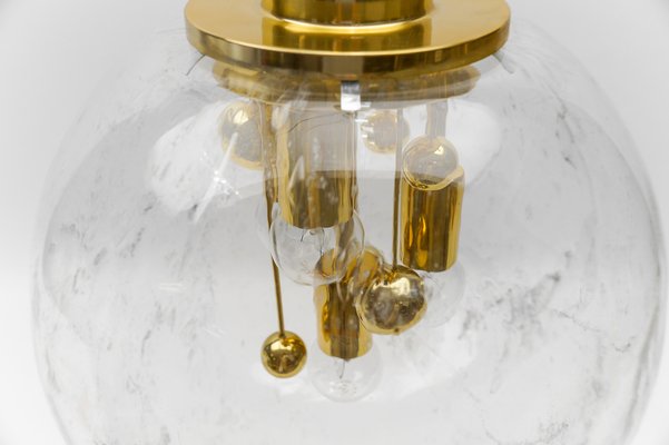 Large Brass & Glass Globe Ceiling Lamp from Doria, 1970s-KQB-1737436