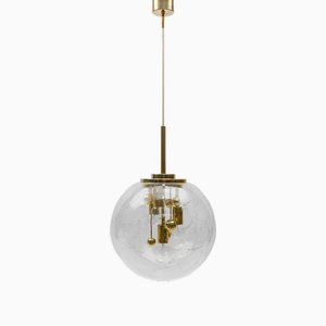 Large Brass & Glass Globe Ceiling Lamp from Doria, 1970s-KQB-1737436