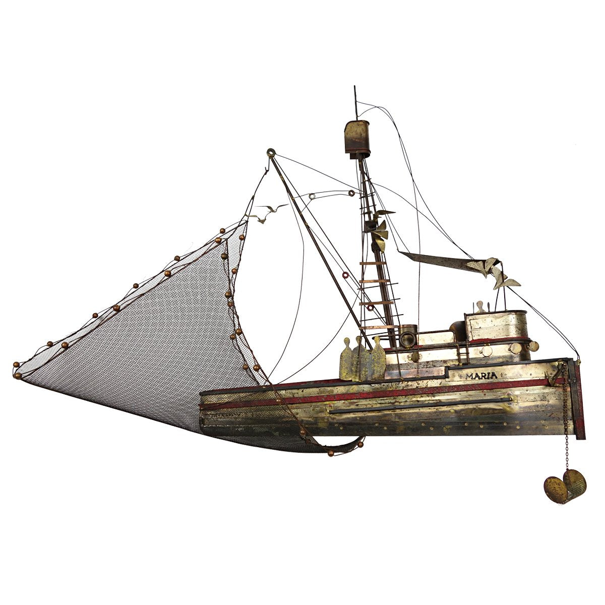 Large Brass Maria Fishing Boat by Curtis Jeré