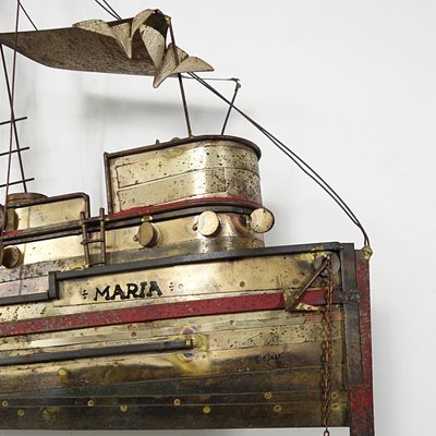 Large Brass Maria Fishing Boat by Curtis Jeré-RY-843397